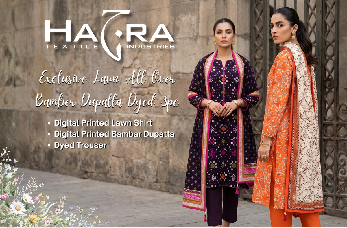 Hajra Exclusive Lawn - Allover Bamber Dupatta