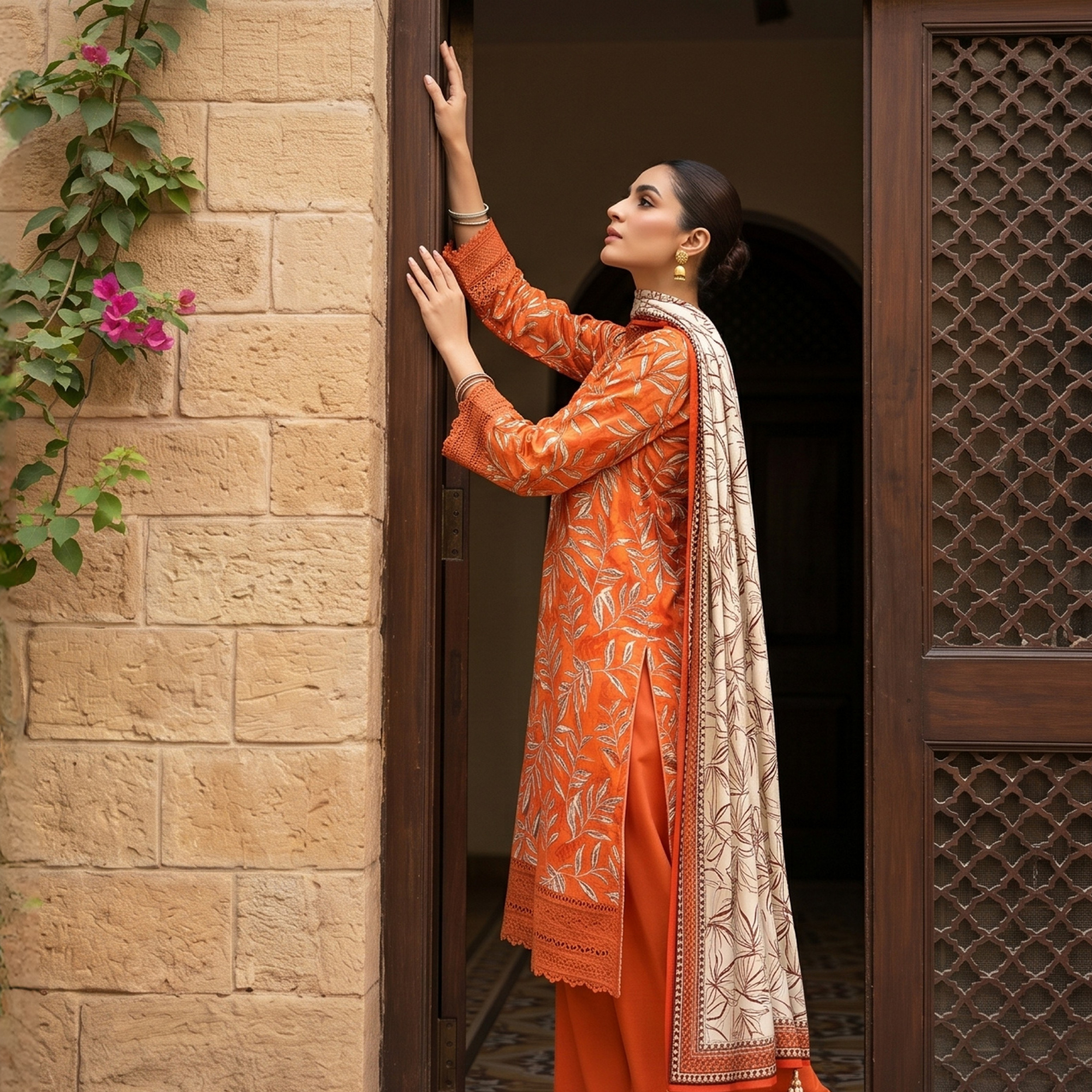 3PC Unstitched Printed Lawn Suit – Hajra Exclusive