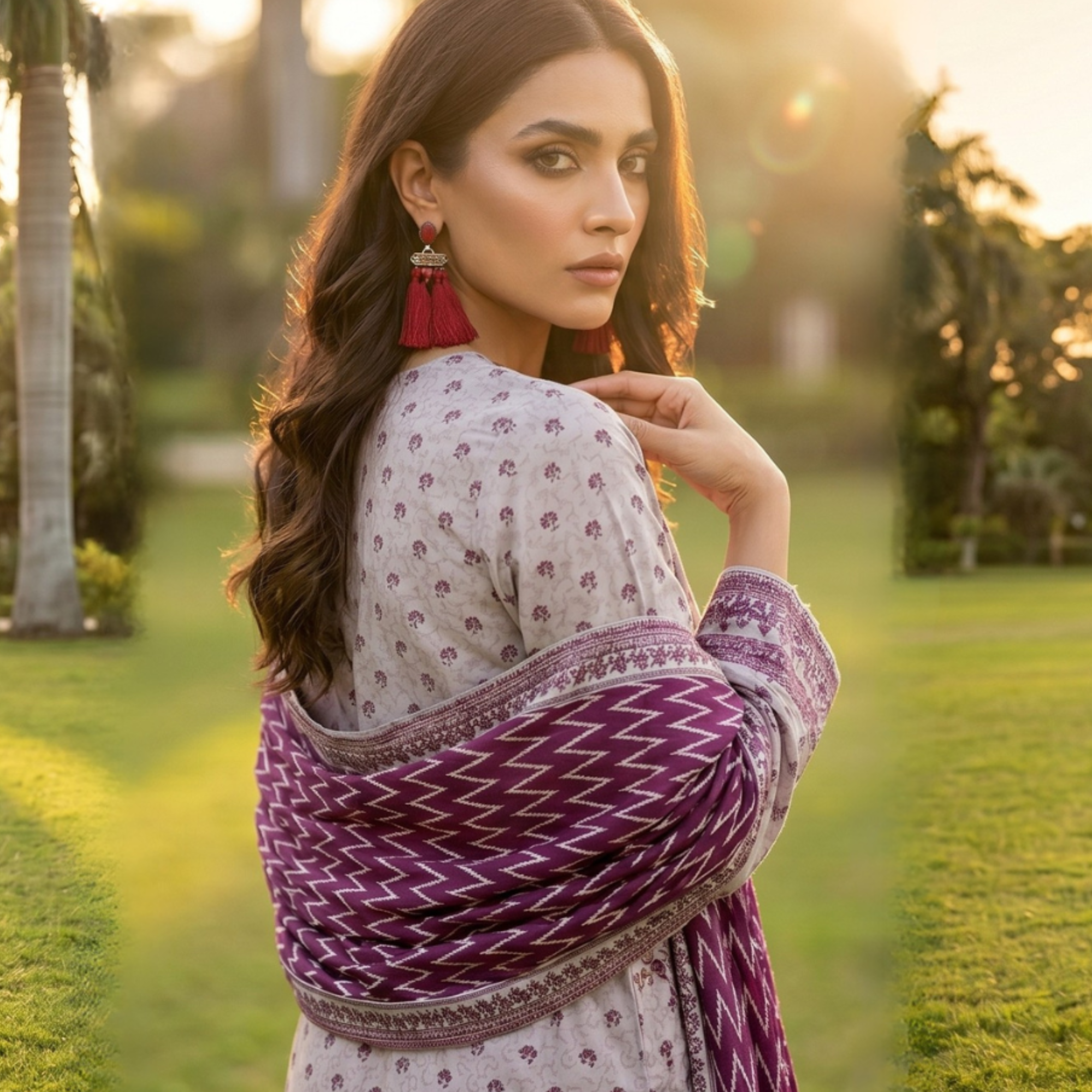 3PC Unstitched Printed Slub Lawn Suit – Hajra Exclusive